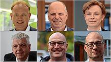 Sechs Kandidaten stellen sich zur OB-Wahl in Überlingen: Jan Zeitler, Martin Hahn, Dennis Michels (oben, von links), Olaf Wübbe, Thomas ...