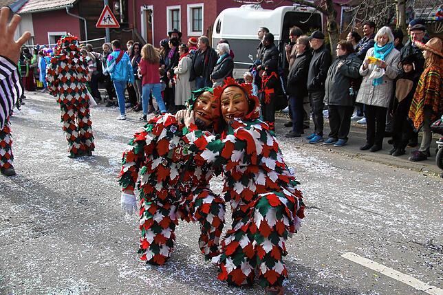 Der Höhepunkt des Schwerzener Narrentreffen ist der große Fasnachtsumzug der um 13.30 Uhr startet. Danach wird im ganzen Dorf fröhlich ...