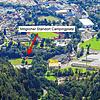 Der mögliche Standort des Campingplatzes aus der Perspektive des Wehrabeckens.