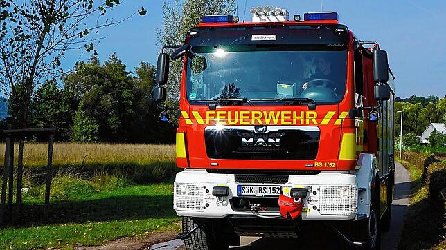 Ein Einsatzwagen der Feuerwehr Bad Säckingen steht an einer der Masten am Murger Weg. (Symbolbild)