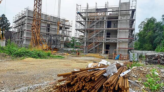 Eines der Wohnprojekte in Rielasingen-Worblingen: 2023 entstanden an der Aachaue drei von insgesamt 19 Wohnblöcken.