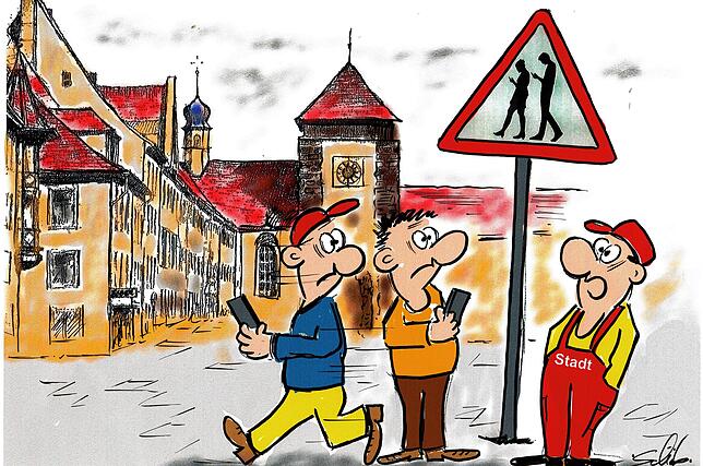 Mobiles Internet in der Stadt, darüber hat sich auch Richard Schöb, langjähriger Karikaturist des SÜDKURIER, ausgelassen: „Das ist ...