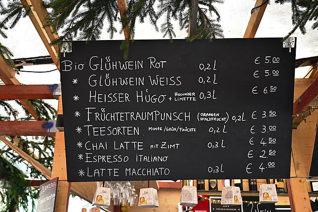 Kosten der angebotenen Getränke in der Schänke Römertrunk