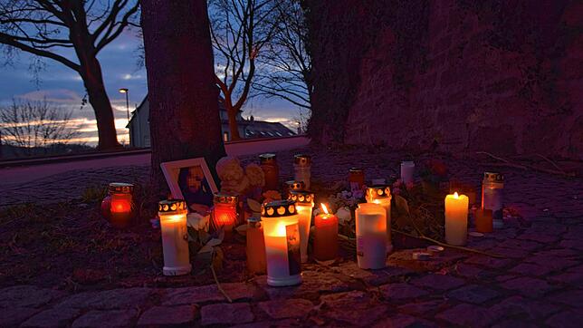 Kerzen und Blumen an der Gedenkstätte für Sabrina P. kurz nach dem Fund ihrer Leiche im Januar.