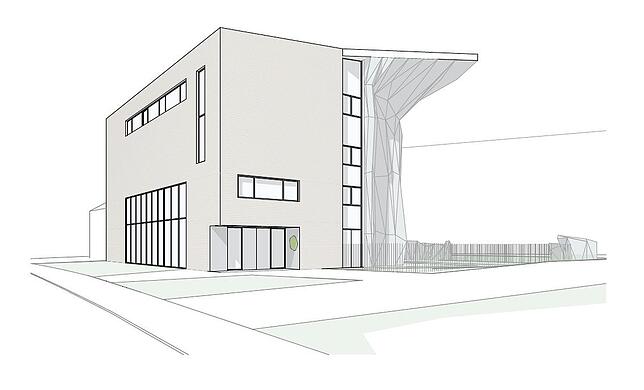 So soll die Überlinger Kletterhalle einmal aussehen. Die Ansicht zeigt das Gebäude von der St.-Johan-Straße aus. Bild: DAV Sektion ...