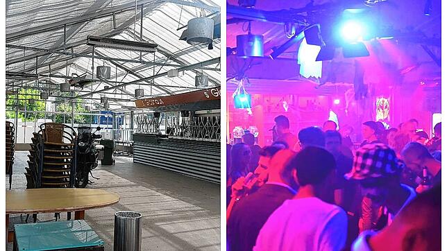 Im Glashaus ist aufgestuhlt. Coole Partys finden dort derzeit nicht mehr statt. Die Betreiber haben aufgegeben.