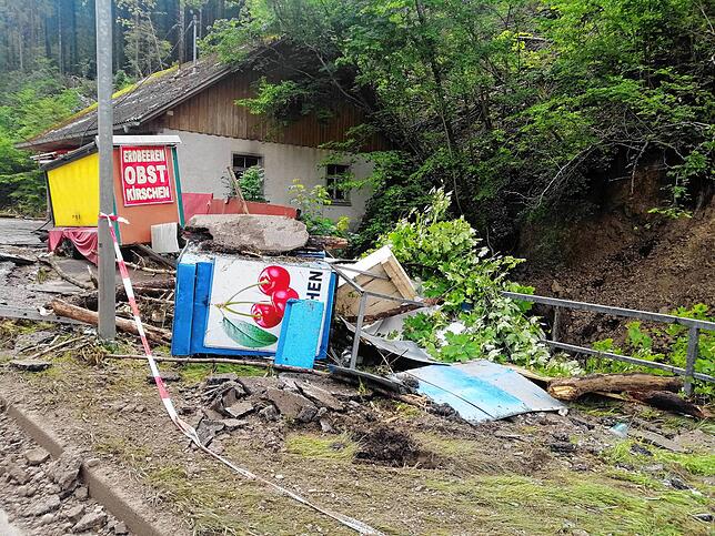 Überschwemmung in Grimmelshofen (Stühlingen), Aufnahme vom 16.07.2021