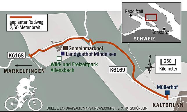 Bild 1: Zwischen Kaltbrunn und Wildpark entsteht nach Jahren der Diskussion endlich ein Radweg