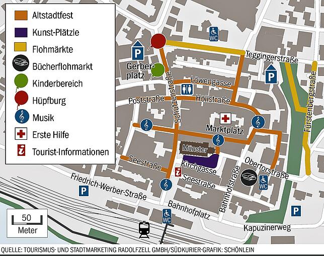 Bild 1: Ganz Radolfzell feiert in der Innenstadt: Am Samstag, 6. September, findet das Radolfzeller Altstadtfest zum 47. Mal statt.