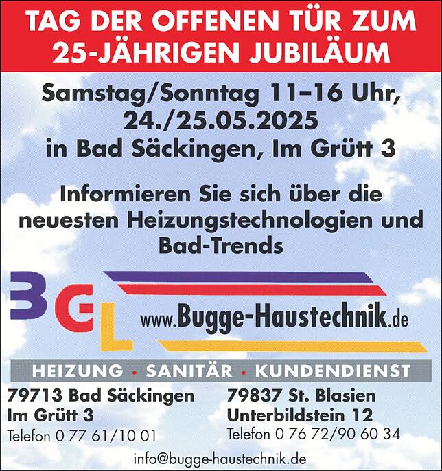 Bild 1: 25 Jahre BGL Bugge Haustechnik Bad-Säckingen: Ein starkes Team seit 25 Jahren