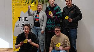 Das Projektteam mit (von links) Nils Schiffmann, Melanie Wittmann, Patrick Gambin, Thomas Keller und Tobias Koppe.  Foto: Hochschule