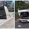 Mit solch einem Blitzeranhänger (Archivbild links, hier steht er am Villinger Romäusring) wird nach dem schweren Unfall vom 8. Oktober ...