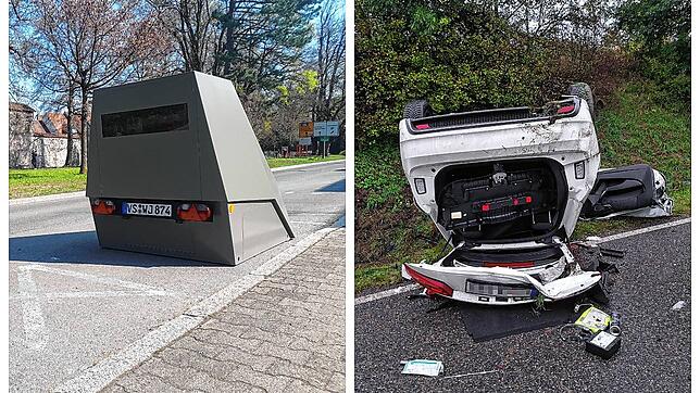 Mit solch einem Blitzeranhänger (Archivbild links, hier steht er am Villinger Romäusring) wird nach dem schweren Unfall vom 8. Oktober ...
