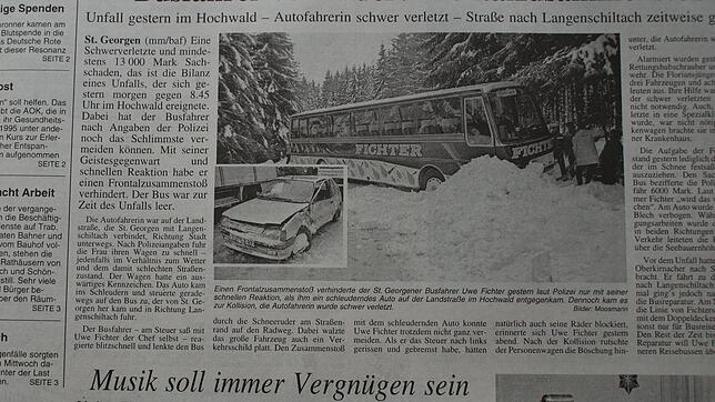Schlimmes verhindert hat der Busfahrer Uwe Fichter vor 25 Jahren auf der Landstraße zwischen St. Georgen und Langenschiltach, als er auf ...