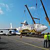 Die Landshut bei ihrer Ankunft im September 2017. Seit fast drei Jahren steht sie nun in einem Hangar am Flughafen Friedrichshafen.