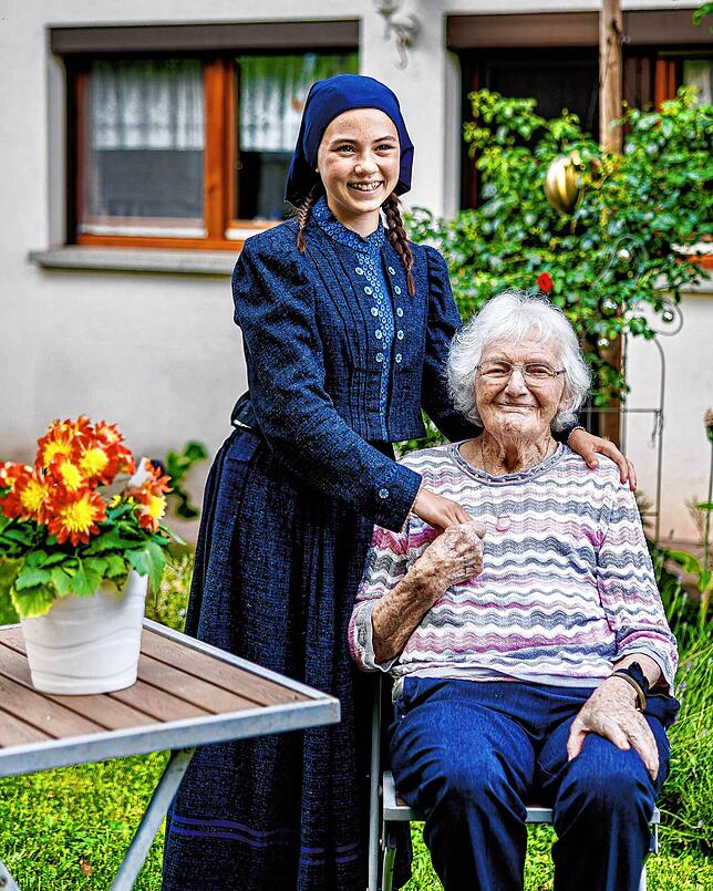 Emilie Gromann ist 1925 geboren und wird im Herbst 100 Jahre alt. Sie wird im Freilichtstück von Mia Frommherz aus Birkendorf dargestellt.