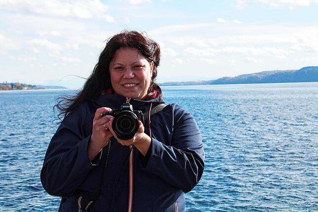 An Stellen wie hier auf der Hafenmole in Ludwigshafen ist Ramona Löffler sehr gerne zum Fotografieren.