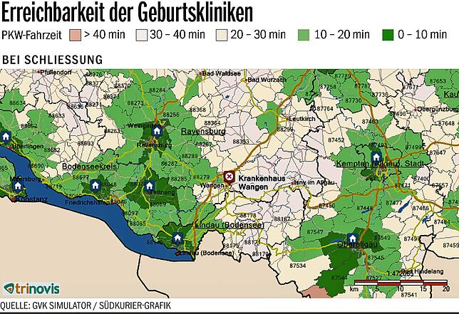 Fällt die Geburtshilfe in Wangen weg, gibt es noch größere weiße Flächen auf der Landkarte.