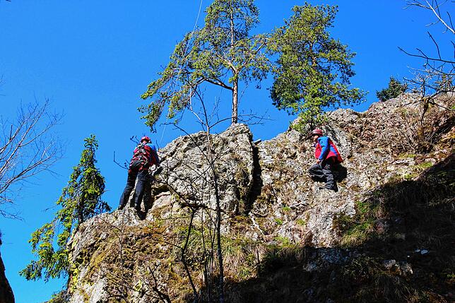 Spektakulär wie hier bei einer Übung im Frühjahr 2017 sind die Einsätze der Bergwacht in der Wuchtaschlucht nicht immer. Während ...