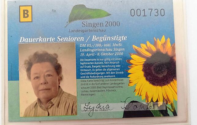 Die Dauerkarte von Lydia Klopfer, die damals in Gottmadingen wohnte.