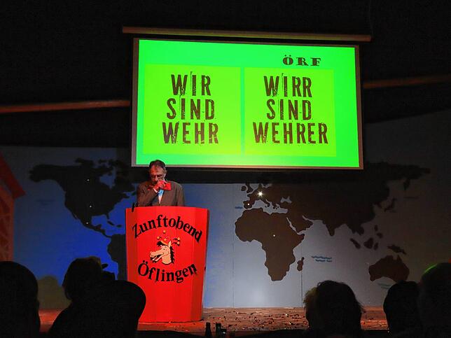 Hans Dominik Weber obliegt als Sprecher vom ÖRF den fasnächtlichen Finger in manch offene Wunde zu legen.