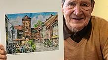 Theo Leute mit einem seiner selbstgemalten Kalender. Jetzt starb der Villinger kurz vor Vollendung des 87. Lebensjahres.