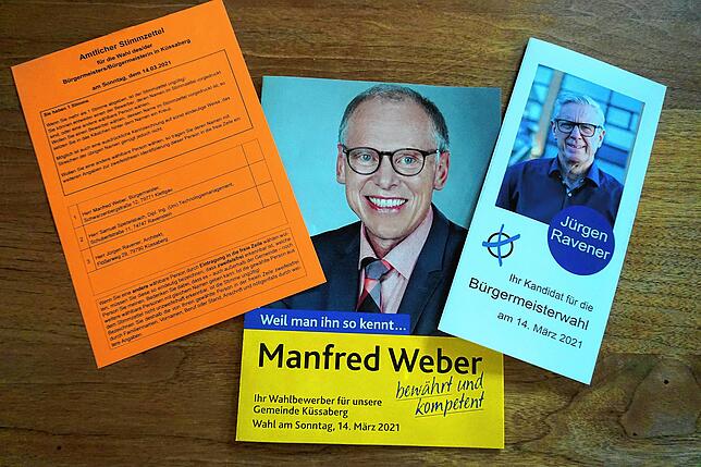 Die Kandidaten Manfred Weber und Jürgen Ravener werden sich per Flyer bei den Bürgerinnen und Bürgern vorstellen und so informieren.