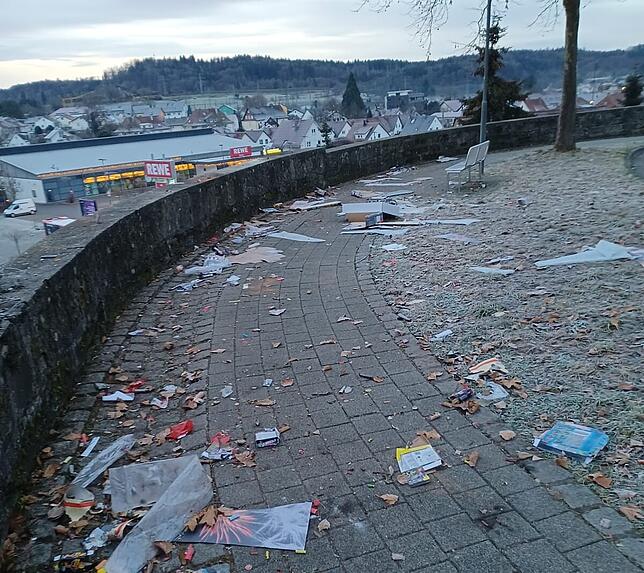 Wie der Leiter des Technischen Dienst sagt, sei besonders in der Stadtwalllkurve viel Müll nach Silvester liegen geblieben.