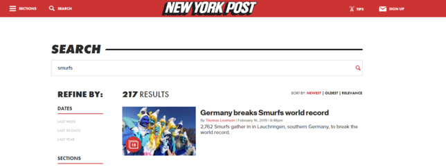 Die Schlümpfe in der New York Post.