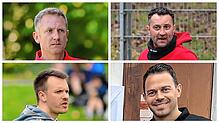 Die Trainer der vier Vereine, die am Saisonfinale in der Landesliga beteiligt sind.