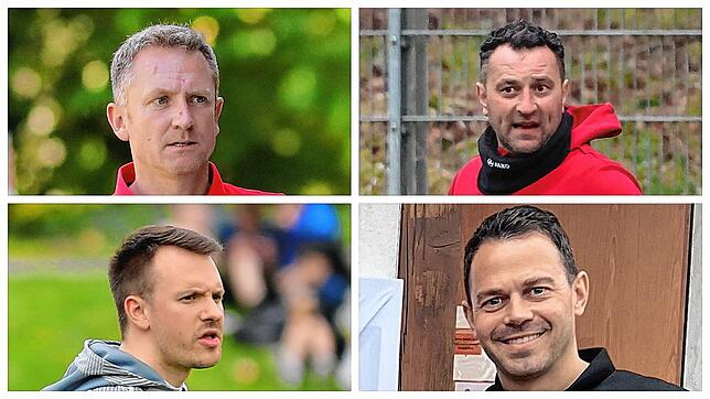 Die Trainer der vier Vereine, die am Saisonfinale in der Landesliga beteiligt sind.
