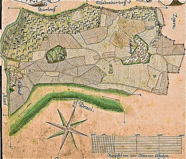 Der älteste Plan über die Gemarkung Kiesenbach stammt aus der Zeit um 1780. Die Ansiedlung Albbruck gehörte damals vollumfänglich zur ...