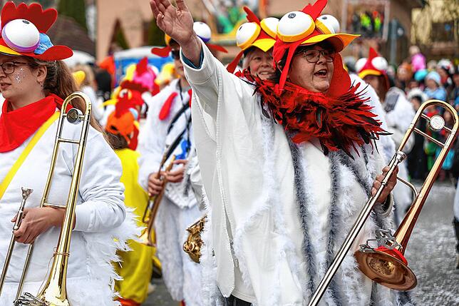 Bild 28: Fastnacht auf dem Schienerberg: Tausende feiern den Höriumzug mit kreativen Mottos