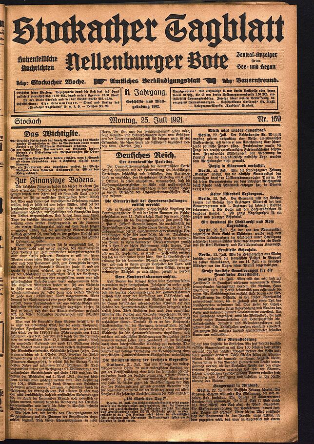 Bild 3: So sahen Zeitungsseiten im Jahr 1921 und den Jahrzehnten davor aus