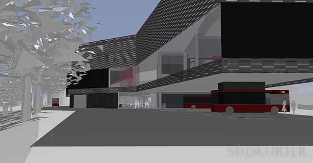 Der Busbahnhof wird unter dem Gebäude untergebracht.