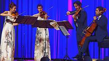 Beim Auftritt im Bad Säckinger Kursaal legt das im Stehen spielende Aris-Quartett viel Verve in den Bogenstrich. Es scheint auch ein ...