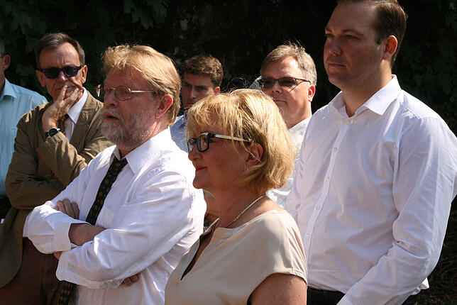 Standen Rede und Antwort: Walter Scheifele, Uwe Lahl, Adrian Probst (hinten), Sabine Hartmann-Müller, Carsten Quednow und Felix ...