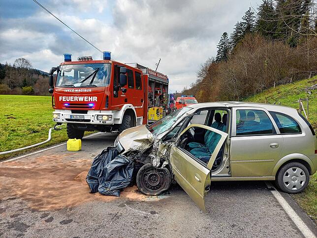 Der Fahrer des Pkw war eingeklemmt und wurde bei dem Unfall schwer verletzt.