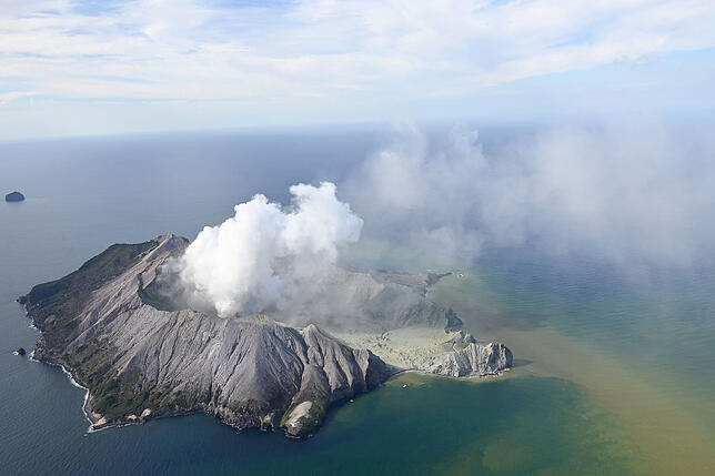 White Island nach einem Vulkanausbruch.