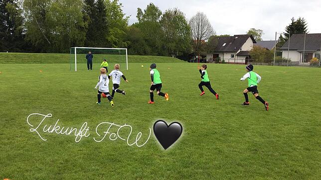 Mit viel Spaß am Umgang mit dem runden Leder ist diese Bambini-Gruppe bei der Sache.