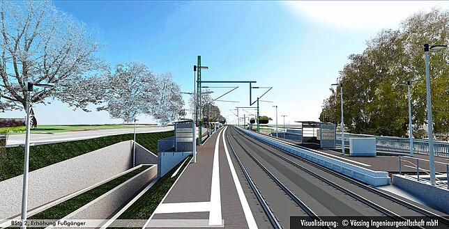 Mit Strom: Entlang der Bahnstrecke werden Oberleitungsmasten mit einem Abstand von üblicherweise 70 Metern erreichtet. Durch die ...