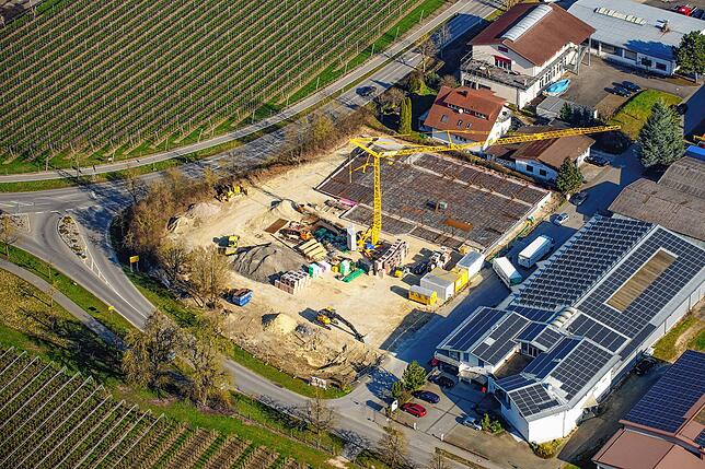 Die Penny-Baustelle am Ortseingang von Bodman Anfang April 2021