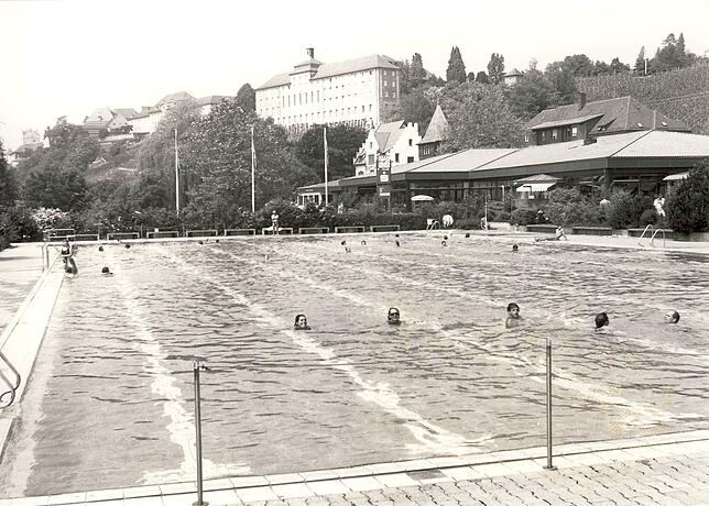 Diese Aufnahme des Schwimmer-Beckens stammt aus dem Mai 1992. Sie gehört zur Sammlung veröffentlichter Bilder des Meersburger ...