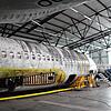 Seit September 2017 lagern die Teile der &bdquo;Landshut&ldquo;, die restauriert werden soll, in einem Hangar am Häfler Flughafen.