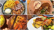 Wir testen das Mittagstisch-Angebot in Überlingen. Oben, von links: Ein Menü im Mykonos und Paneer Kadai im Goa. Unten, von links: ...
