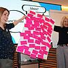 Die Citymanagerinnen Carina Kirves (links) und Monika Studinger freuen sich über viele kreative Ideen, die vielfach auf Postits ...