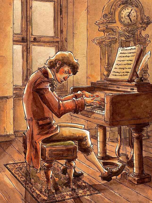 Ein Bild aus besten Jahren: Ludwig van Beethoven, angehimmelt von der großen Wiener Gesellschaft, fantasiert am Pianoforte.