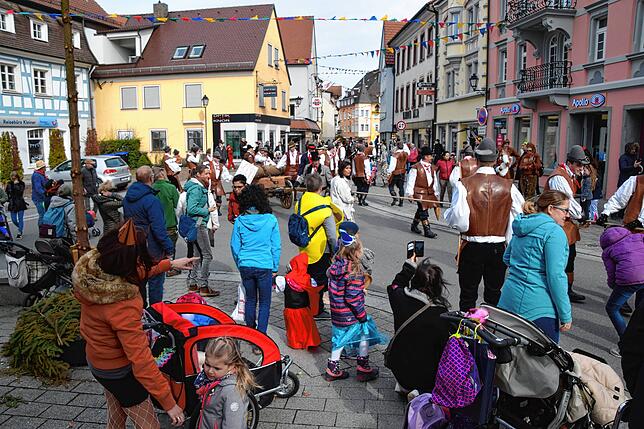 Bild 35: Bilder vom Narrenbaum-Umzug in Stockach mit Schaulustigen