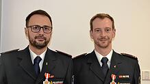 Heinrich Schneider (links) und Steffen Seidel hat das Land für 25 Jahre im Dienst ausgezeichnet. Bild: Christiane Sahli