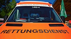 Ein Rettungswagen mit der Aufschrift „Rettungsdienst“. (Symbolbild)
